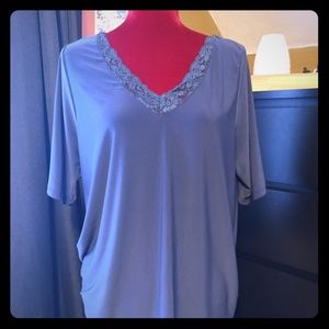 Torrid blue grey lace v-neck top